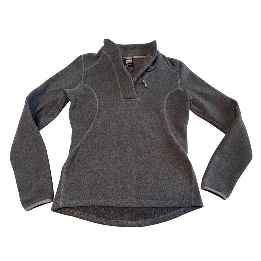 The North Face Crescent Ridge Shawl Collar Fleece Pullover Buttons Gray Womens S